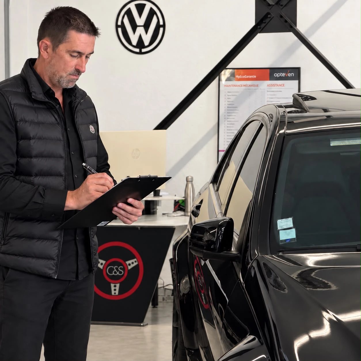 Contrôle d’un véhicule au showroom CAR&SENS avant sa mise en vente