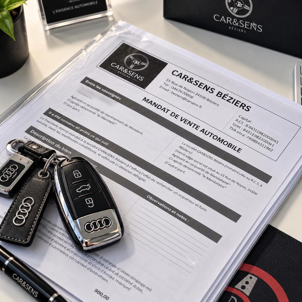 Mandat de vente CAR&SENS et clés du véhicule confié